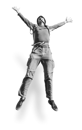 Man jumping out of mobile screen